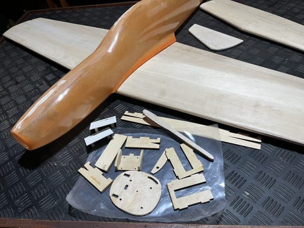 Short Kit. Composite Fuselage and foam core wings. Looks like a P51 Type racer. Unknown Kit. (Code 090)