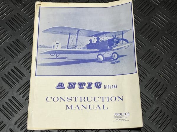 Antic Biplane. Proctor Kit.  1/4 Scale.  (Code092)