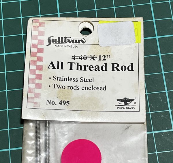 Threaded Rod Stainless Steel Sullivan. 4-40 x 12" (Code119)